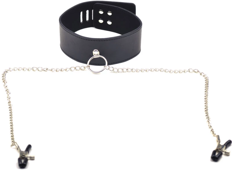 Black Collar with Nipple Clamps