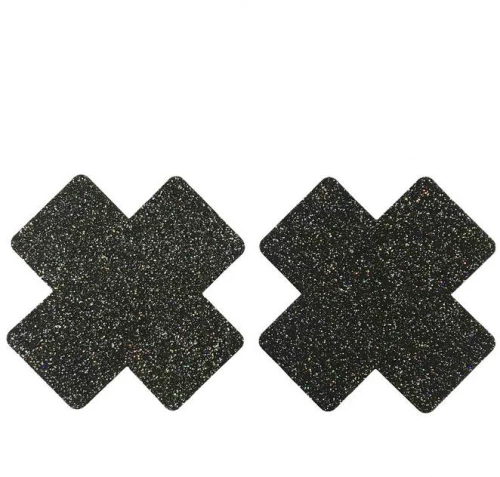 Black Glitter Cross Nipple Cover