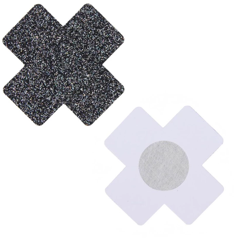 Black Glitter Cross Nipple Cover