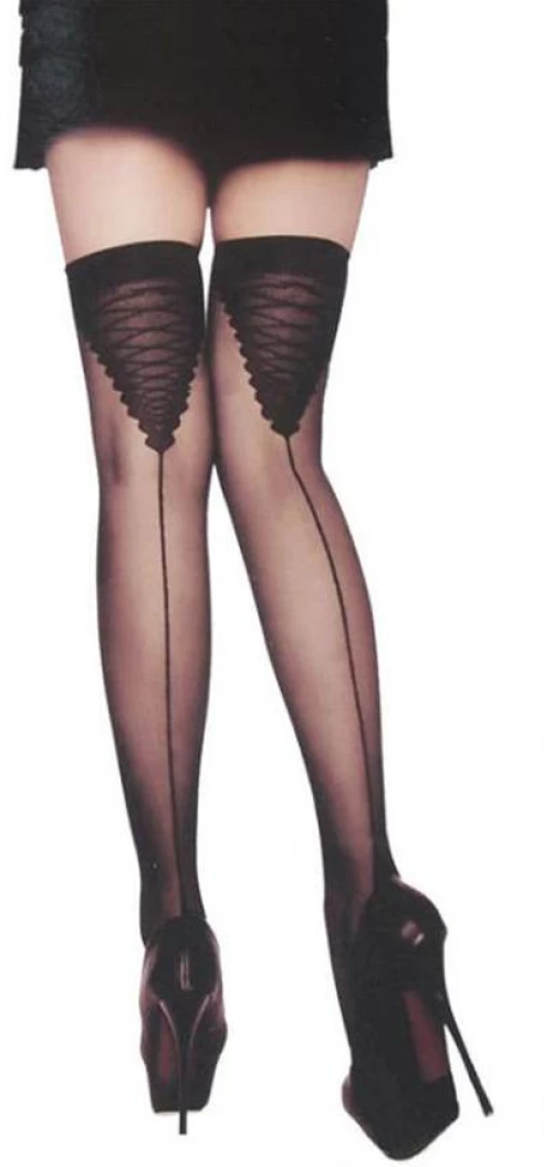Black Sheer Black Lace Stocking