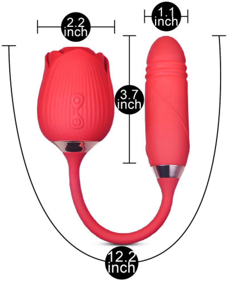 Double Pleasure suction Rose with thrusting bullet 38 cm