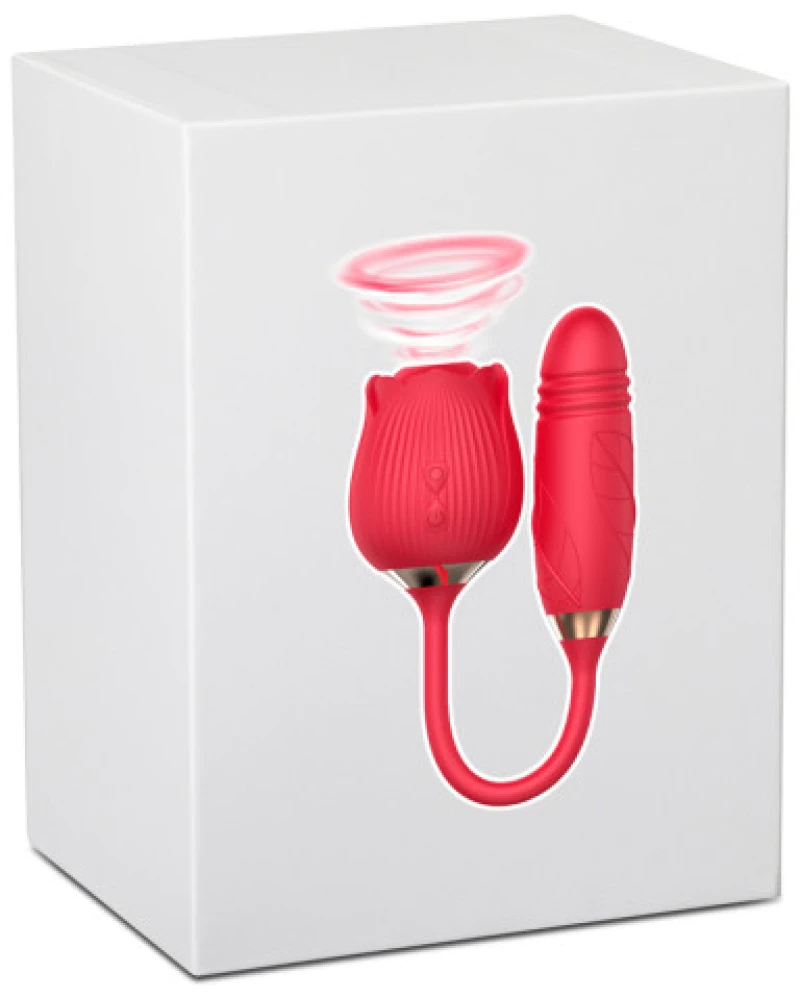 Double Pleasure suction Rose with thrusting bullet 38 cm