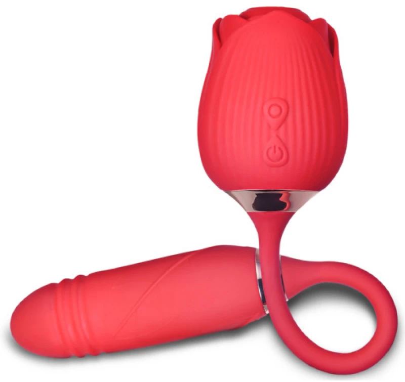 Double Pleasure suction Rose with thrusting bullet 38 cm