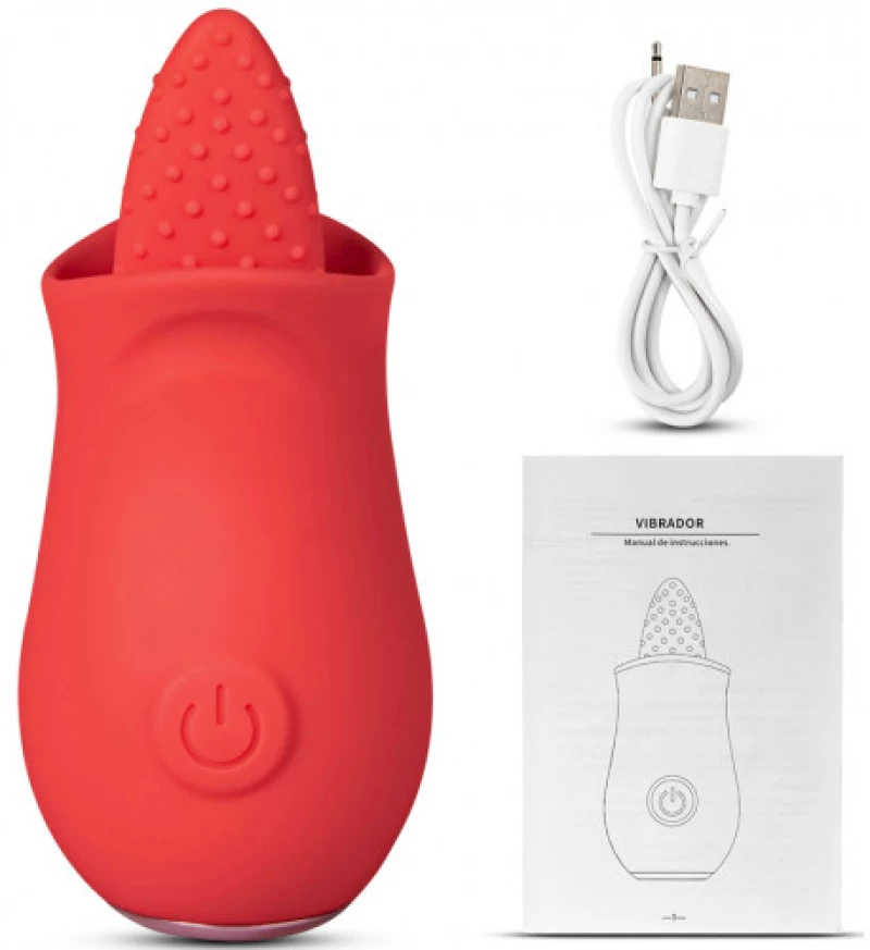 Red silicone vibrating Licking Tongue Rose Flower
