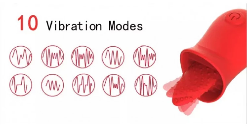 Red silicone vibrating Licking Tongue Rose Flower