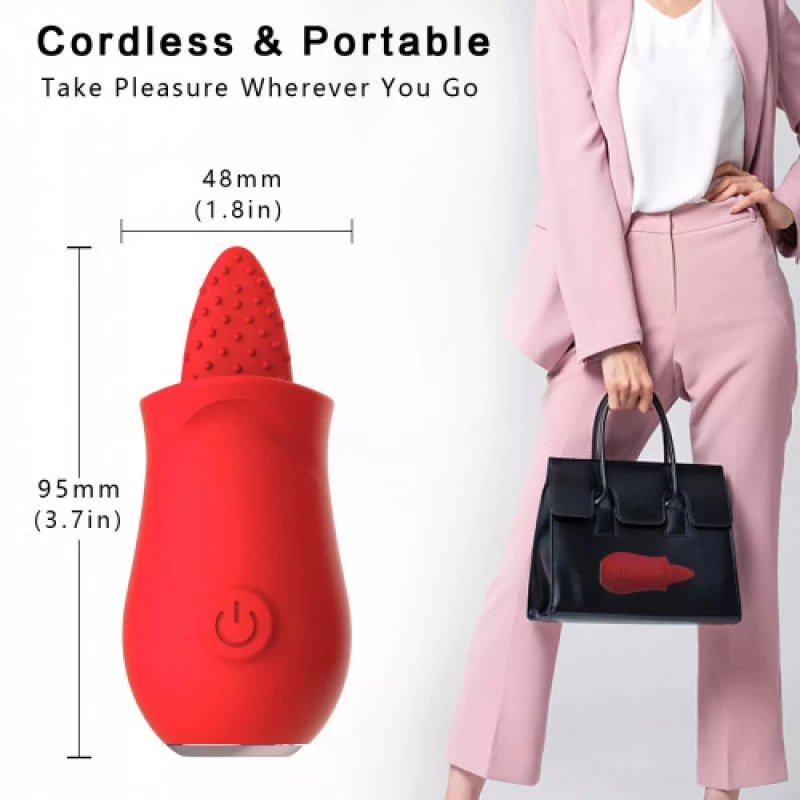 Red silicone vibrating Licking Tongue Rose Flower