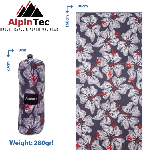 AlpinTec Microfiber Dryfast Paint Blue Flower 80x160