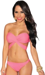 Pink Bandeau Strap Top Bikini
