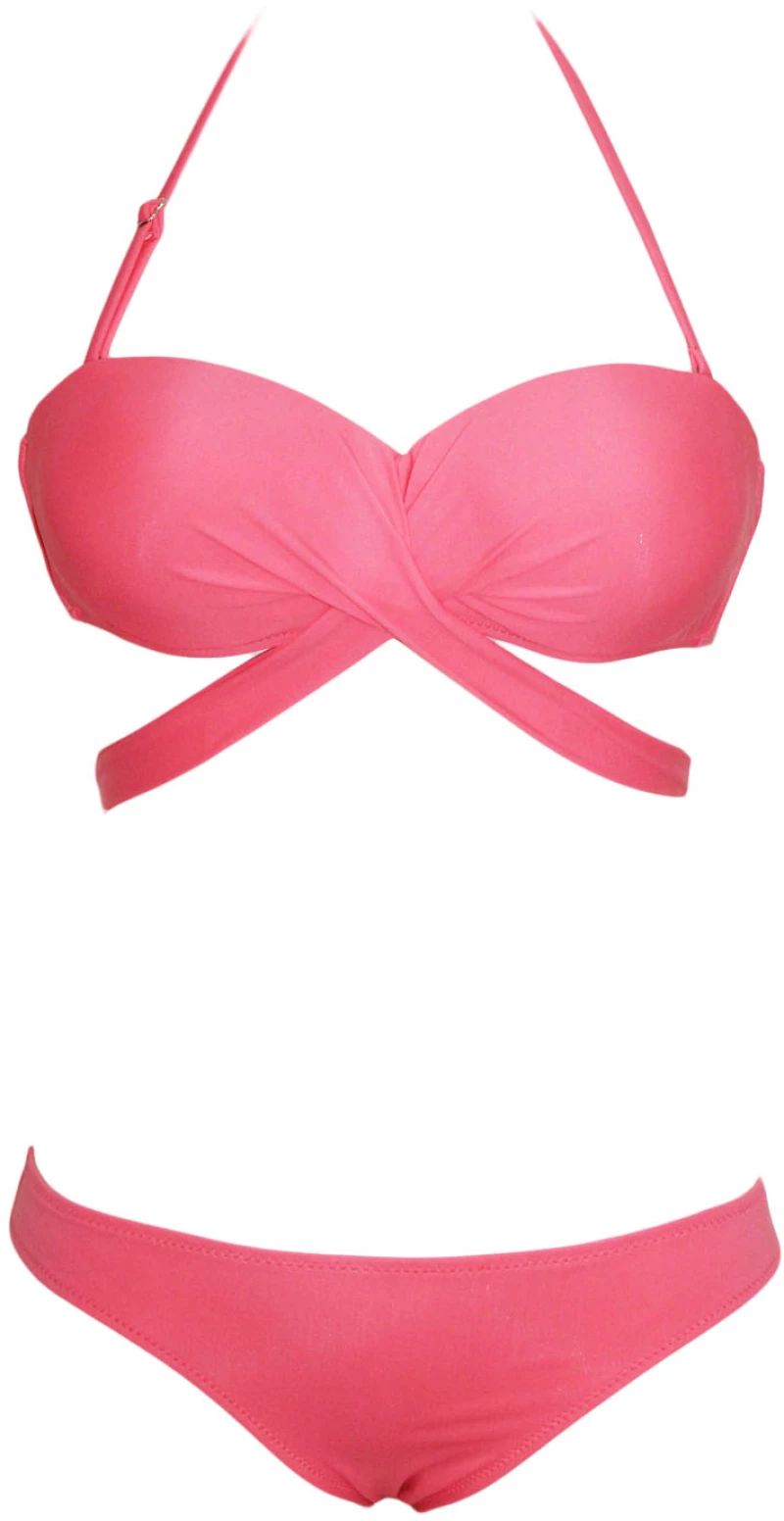 Pink Bandeau Strap Top Bikini