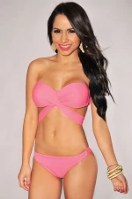 Pink Bandeau Strap Top Bikini