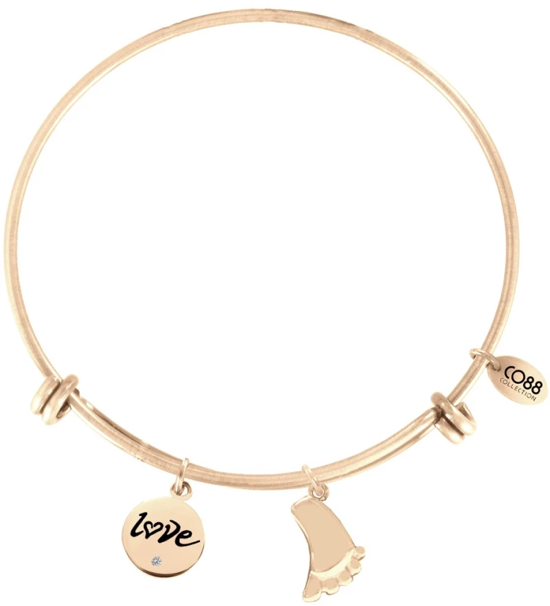Steel Bracelet Pendants Round Text Foot, Brand CO88 - 8CB-13020