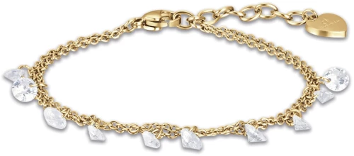 Βραχιόλι Γυναικείο με Διπλή Αλυσίδα από Ατσάλι 316L / Χρυσό Χρώμα / Μήκος 16+3 cm / Ιταλικού Οίκου LUCA BARRA / BK2178