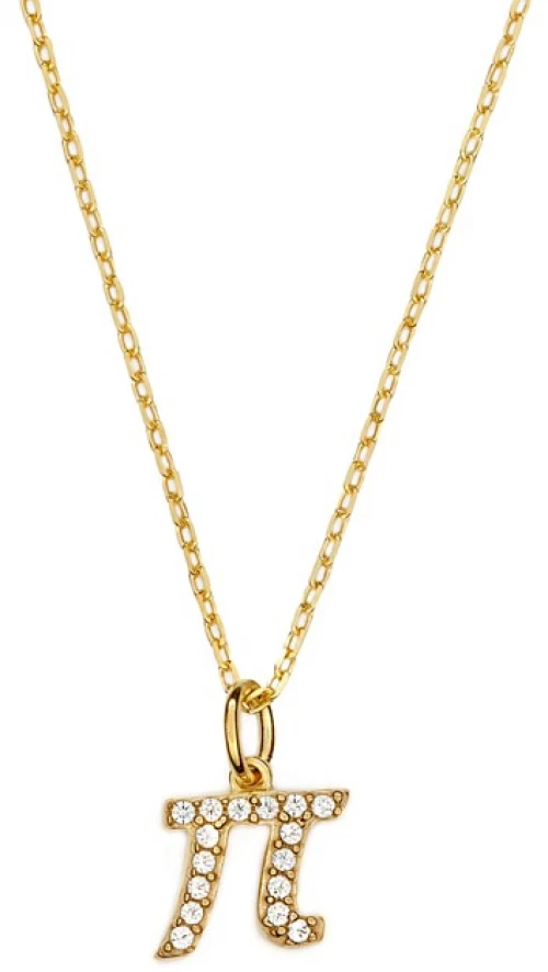 Ασημένιο κολιέ με μονόγραμμα Π με Χρύσωμα Κ18 και λευκές πέτρες ζιργκόν / AK-0080G