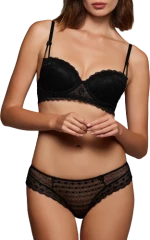 String slip Lida - μαύρο - Δαντέλα
