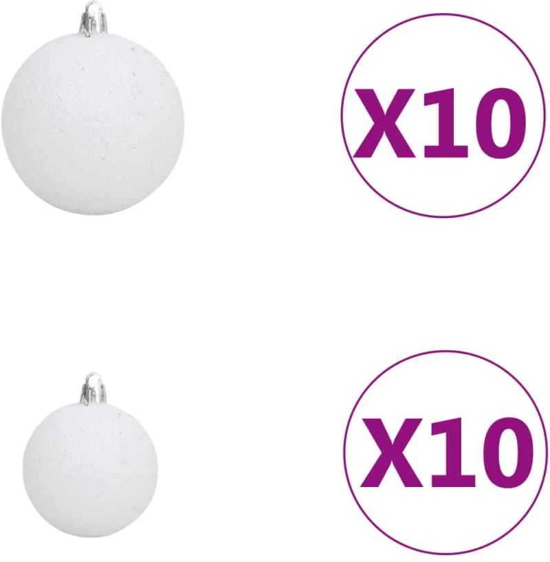 ΧΡΙΣΤΟΥΓΕΝ. ΜΠΑΛΕΣ ΣΕΤ 120 ΤΕΜ. ΜΕ ΚΟΡΥΦΗ & 300 LED ΛΕΥΚΟ/ΓΚΡΙ 330100