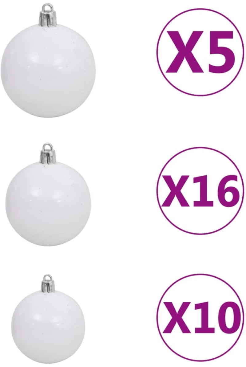 ΧΡΙΣΤΟΥΓΕΝ. ΜΠΑΛΕΣ ΣΕΤ 120 ΤΕΜ. ΜΕ ΚΟΡΥΦΗ & 300 LED ΛΕΥΚΟ/ΓΚΡΙ 330100