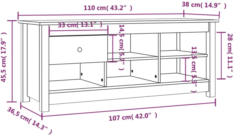 ΠΑΠΟΥΤΣΟΘΗΚΗ 110 X 38 X 45,5 ΕΚ. ΑΠΟ ΜΑΣΙΦ ΞΥΛΟ ΠΕΥΚΟΥ 814594