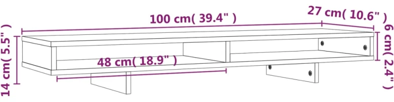 ΒΑΣΗ ΟΘΟΝΗΣ ΛΕΥΚΗ 100X27X14 ΕΚ. ΑΠΟ ΜΑΣΙΦ ΞΥΛΟ ΠΕΥΚΟΥ 814005