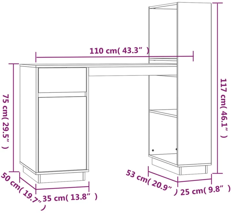 ΓΡΑΦΕΙΟ ΓΚΡΙ 110X53X117 ΕΚ. ΑΠΟ ΜΑΣΙΦ ΞΥΛΟ ΠΕΥΚΟΥ 814511