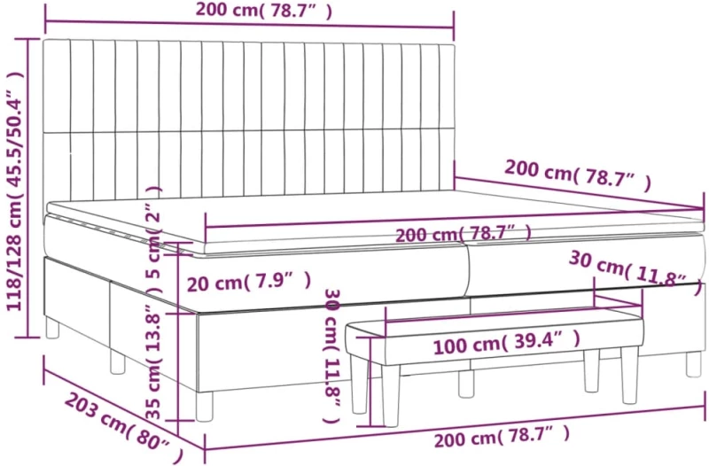 ΚΡΕΒΑΤΙ BOXSPRING ΜΕ ΣΤΡΩΜΑ ΑΝΟΙΧΤΟ ΓΚΡΙ 200X200 ΕΚ. ΒΕΛΟΥΔΙΝΟ 3137983