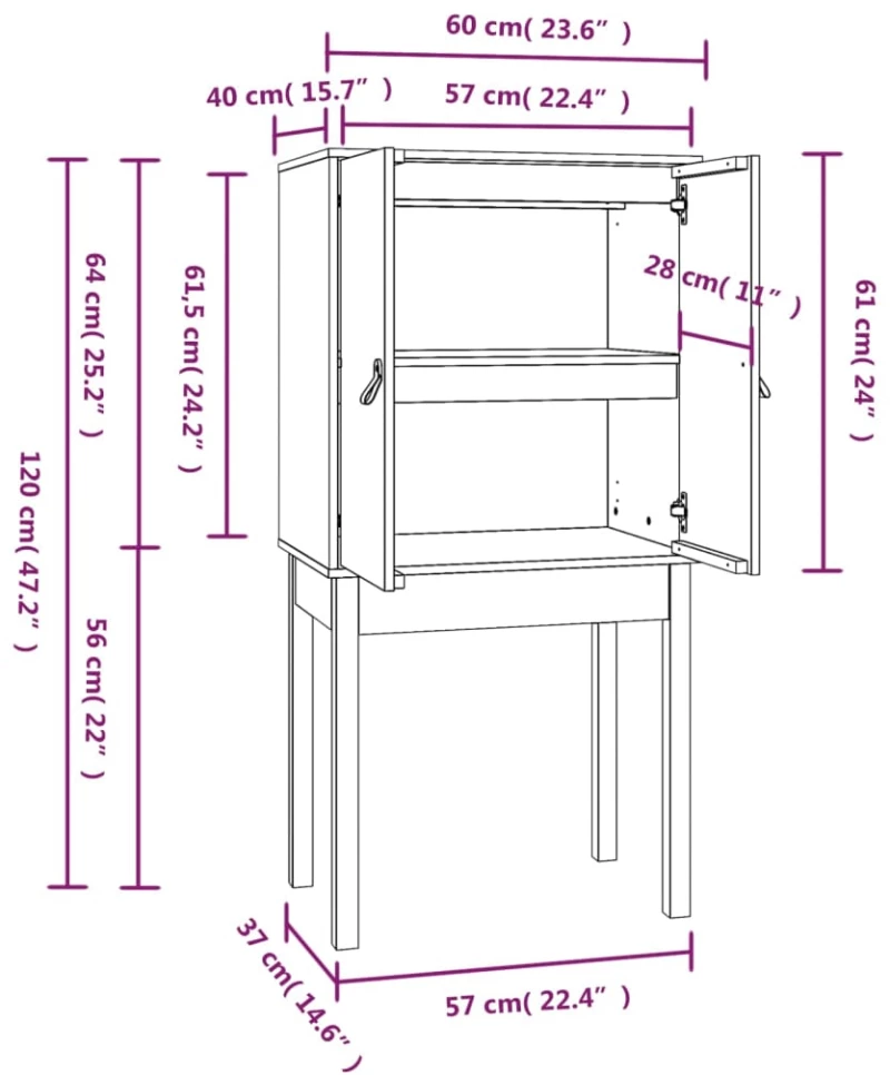 ΝΤΟΥΛΑΠΙ ΨΗΛΟ ΛΕΥΚΟ 60 X 40 X 120 ΕΚ. ΑΠΟ ΜΑΣΙΦ ΞΥΛΟ ΠΕΥΚΟΥ 821745
