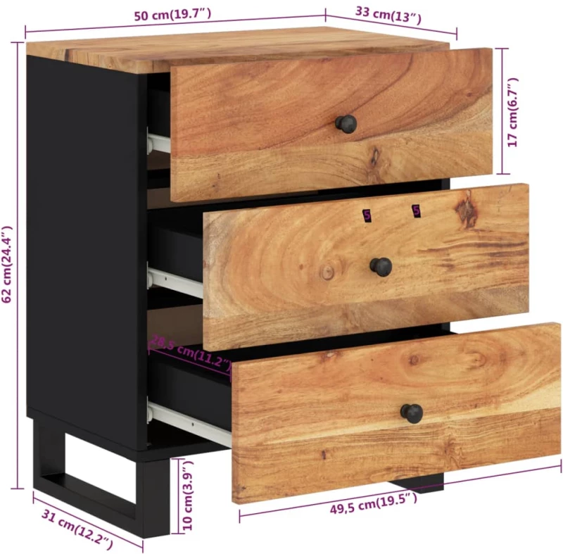 ΚΟΜΟΔΙΝΟ 50 X 33 X 62 ΕΚ. ΜΑΣΙΦ ΞΥΛΟ ΑΚΑΚΙΑΣ & ΕΠΕΞ. ΞΥΛΟ 350661