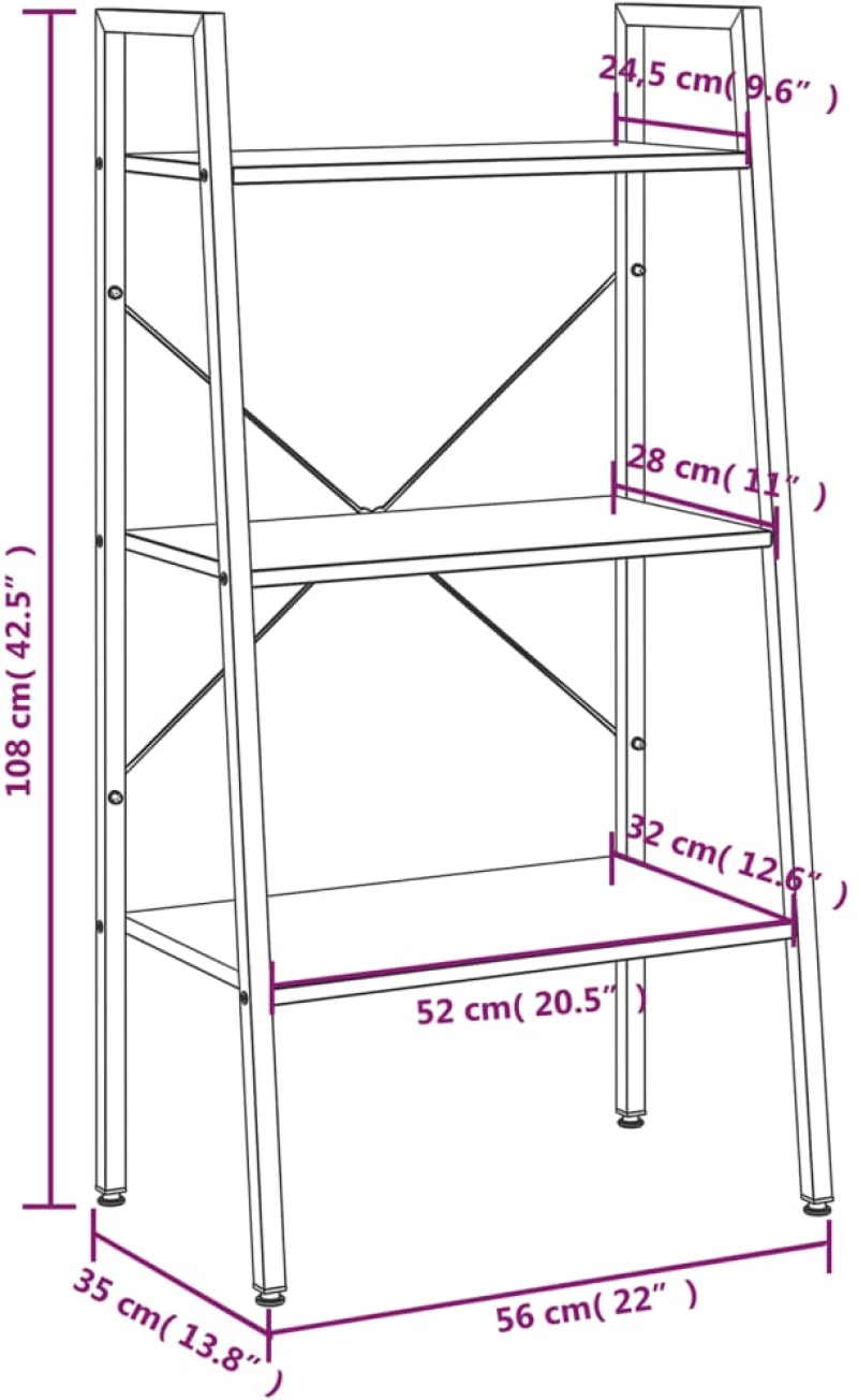 ΡΑΦΙΕΡΑ 3 ΕΠΙΠΕΔΩΝ ΑΝΟΙΧΤΟ ΚΑΦΕ & ΜΑΥΡΟ 56 X 35 X 108 ΕΚ. 336361