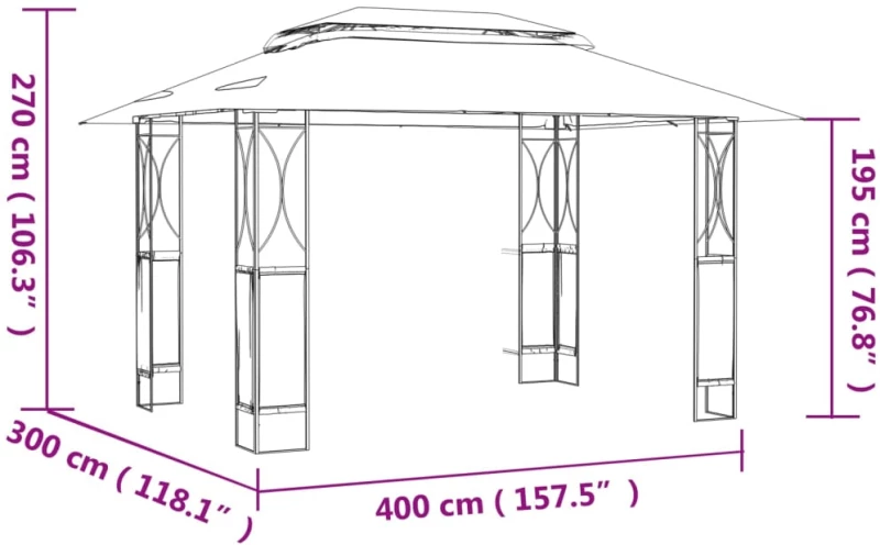 ΚΙΟΣΚΙ ΜΕ ΟΡΟΦΗ ΑΝΘΡΑΚΙ 400 X 300 X 270 ΕΚ. ΑΠΟ ΑΤΣΑΛΙ 360142