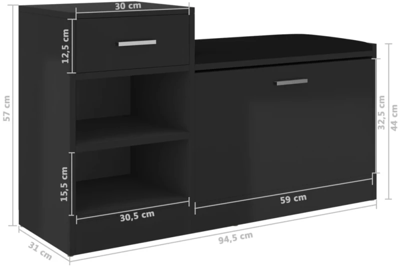ΠΑΠΟΥΤΣΟΘΗΚΗ ΓΥΑΛ. ΜΑΥΡΗ 94,5 X 31 X 57 ΕΚ. ΑΠΟ ΜΟΡΙΟΣΑΝΙΔΑ 326748