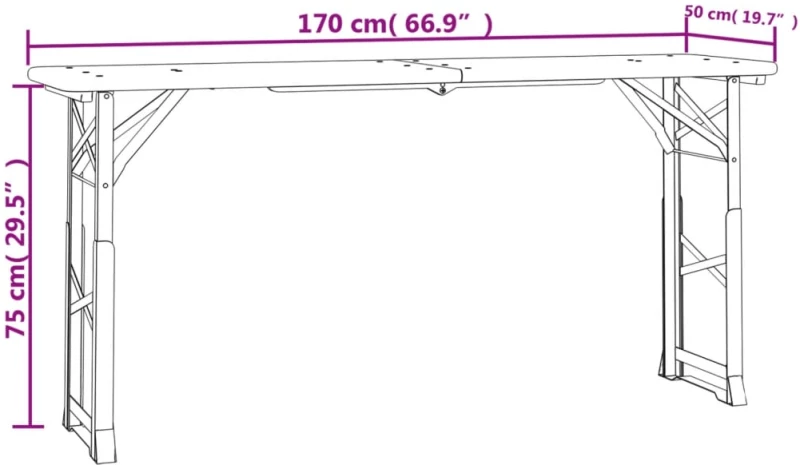 ΤΡΑΠΕΖΙ ΜΠΥΡΑΣ ΠΤΥΣΣΟΜΕΝΟ 170X50X75/105 ΕΚ. ΜΑΣΙΦ ΞΥΛΟ ΕΛΑΤΗΣ 363114