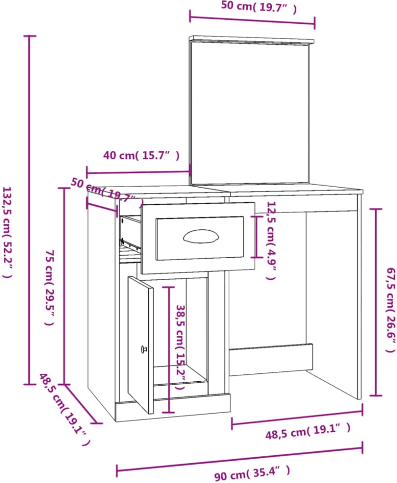 ΜΠΟΥΝΤΟΥΑΡ ΜΕ ΚΑΘΡΕΦΤΗ ΚΑΠΝΙΣΤΗ ΔΡΥΣ 90X50X132,5 ΕΚ. ΕΠΕΞ. ΞΥΛΟ 816765