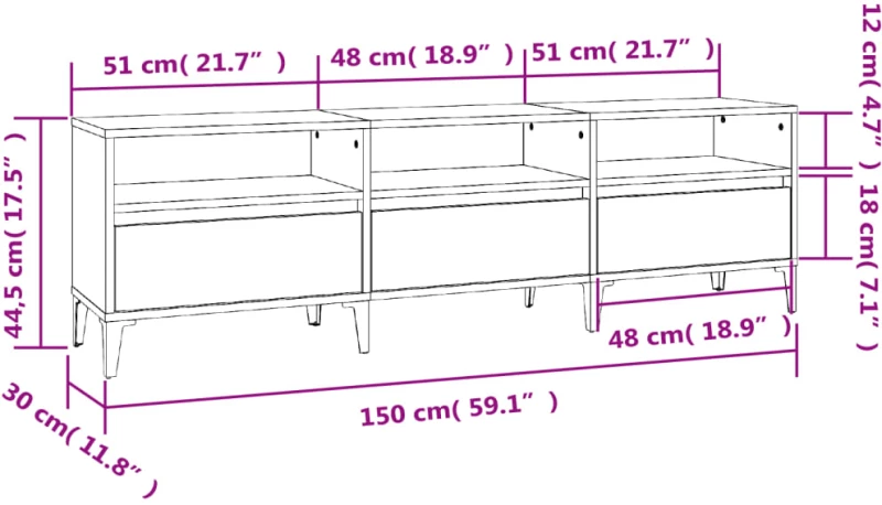 ΈΠΙΠΛΟ ΤΗΛΕΟΡΑΣΗΣ ΓΚΡΙ SONOMA 150X30X44,5 ΕΚ. ΑΠΟ ΕΠΕΞΕΡΓ. ΞΥΛΟ 831923
