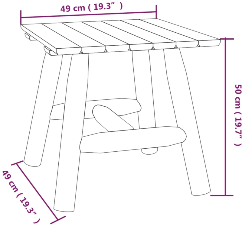 ΤΡΑΠΕΖΑΚΙ ΒΟΗΘΗΤΙΚΟ 49 X 49 X 50 ΕΚ. ΑΠΟ ΜΑΣΙΦ ΞΥΛΟ ΕΡΥΘΡΕΛΑΤΗΣ 363351