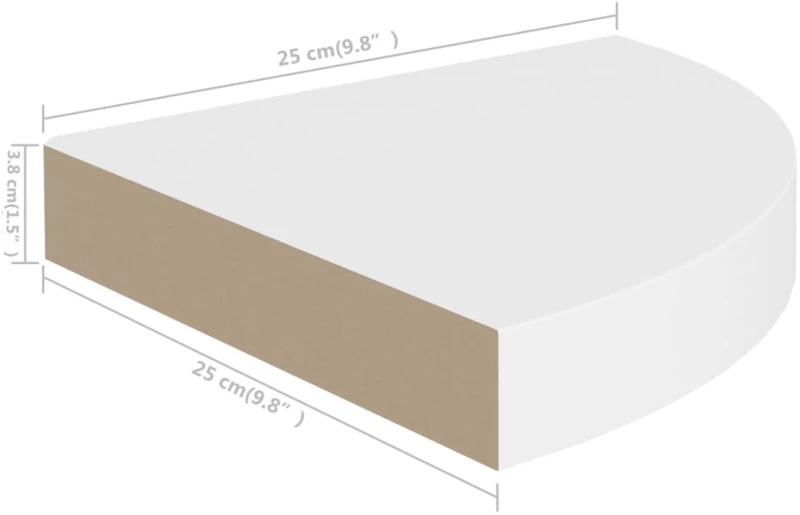 ΡΑΦΙΑ ΤΟΙΧΟΥ ΓΩΝΙΑΚΑ 4 ΤΕΜ. ΛΕΥΚΑ 25 X 25 X 3,8 ΕΚ. ΑΠΟ MDF 323897