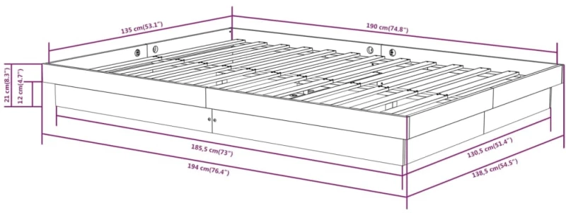 ΠΛΑΙΣΙΟ ΚΡΕΒΑΤΙΟΥ 135 X 190 ΕΚ. ΑΠΟ ΜΑΣΙΦ ΞΥΛΟ 4FT6 DOUBLE 819947