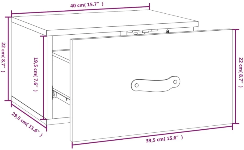 ΚΟΜΟΔΙΝΑ ΕΠΙΤΟΙΧΙΑ 2 ΤΕΜ. ΛΕΥΚΑ 40 X 29,5 X 22 ΕΚ. 820989