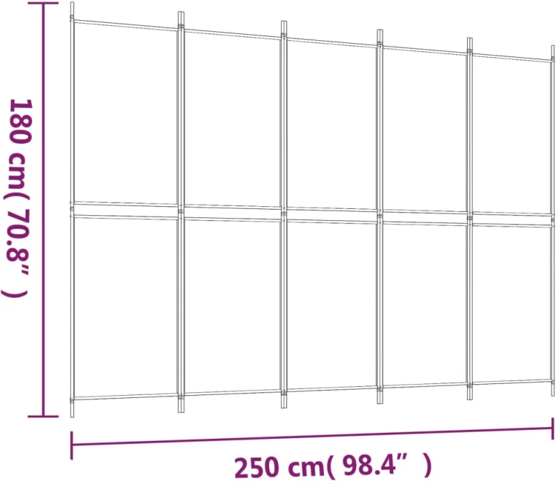ΔΙΑΧΩΡΙΣΤΙΚΟ ΔΩΜΑΤΙΟΥ ΜΕ 5 ΠΑΝΕΛ ΑΝΘΡΑΚΙ 250X180 ΕΚ. ΑΠΟ ΎΦΑΣΜΑ 350220