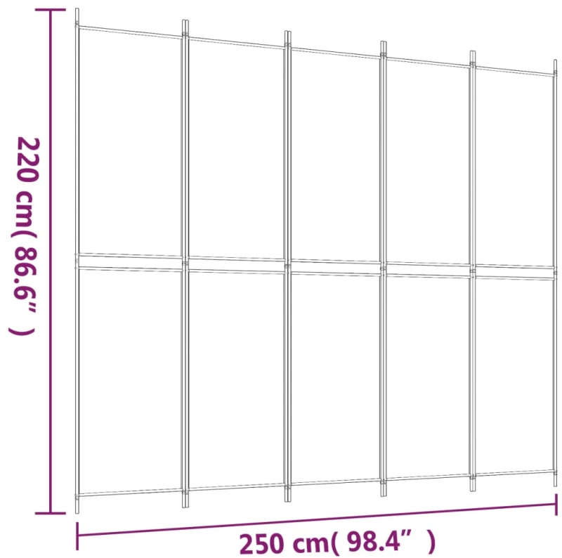 ΔΙΑΧΩΡΙΣΤΙΚΟ ΔΩΜΑΤΙΟΥ ΜΕ 5 ΠΑΝΕΛ ΜΑΥΡΟ 250X220 ΕΚ. ΑΠΟ ΎΦΑΣΜΑ 350253