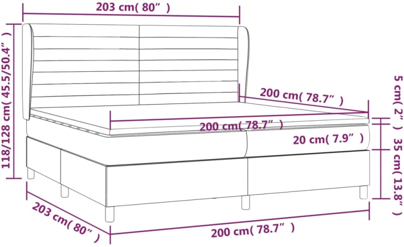 ΚΡΕΒΑΤΙ BOXSPRING ΜΕ ΣΤΡΩΜΑ ΑΝΟΙΧΤΟ ΓΚΡΙ 200X200 ΕΚ. ΥΦΑΣΜΑΤΙΝΟ 3128069