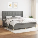 ΚΡΕΒΑΤΙ BOXSPRING ΜΕ ΣΤΡΩΜΑ ΣΚΟΥΡΟ ΓΚΡΙ 200X200 ΕΚ. ΥΦΑΣΜΑΤΙΝΟ 3132338