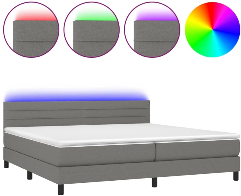 ΚΡΕΒΑΤΙ BOXSPRING ΜΕ ΣΤΡΩΜΑ & LED ΣΚ.ΓΚΡΙ 200X200ΕΚ. ΥΦΑΣΜΑΤΙΝΟ 3133262