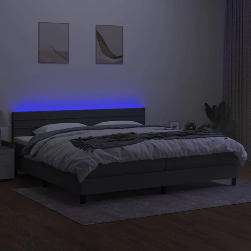 ΚΡΕΒΑΤΙ BOXSPRING ΜΕ ΣΤΡΩΜΑ & LED ΣΚ.ΓΚΡΙ 200X200ΕΚ. ΥΦΑΣΜΑΤΙΝΟ 3133262
