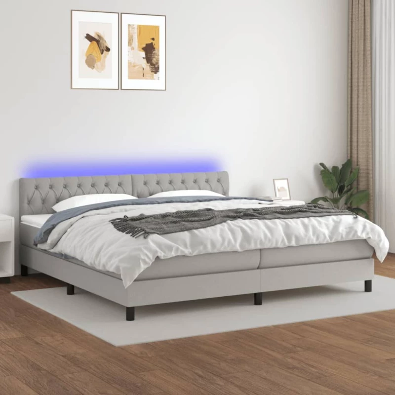 ΚΡΕΒΑΤΙ BOXSPRING ΜΕ ΣΤΡΩΜΑ & LED ΑΝ.ΓΚΡΙ 200X200ΕΚ. ΥΦΑΣΜΑΤΙΝΟ 3133421