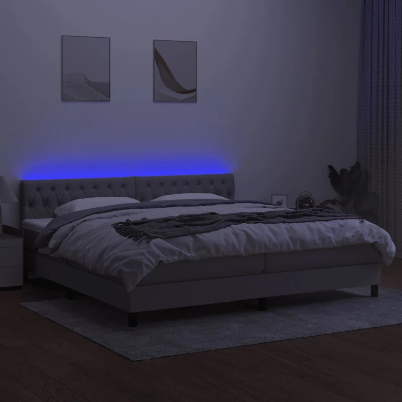 ΚΡΕΒΑΤΙ BOXSPRING ΜΕ ΣΤΡΩΜΑ & LED ΑΝ.ΓΚΡΙ 200X200ΕΚ. ΥΦΑΣΜΑΤΙΝΟ 3133421