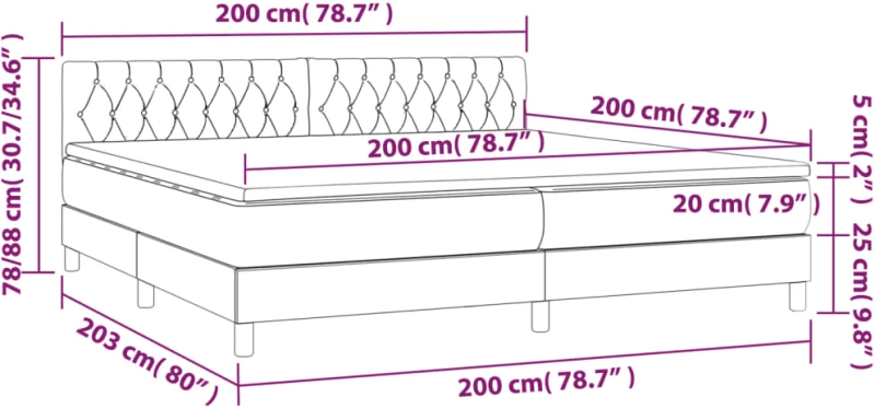 ΚΡΕΒΑΤΙ BOXSPRING ΜΕ ΣΤΡΩΜΑ & LED ΑΝ.ΓΚΡΙ 200X200ΕΚ. ΥΦΑΣΜΑΤΙΝΟ 3133421
