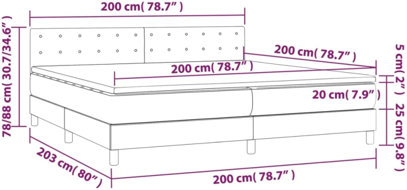 ΚΡΕΒΑΤΙ BOXSPRING ΜΕ ΣΤΡΩΜΑ & LED ΑΝ.ΓΚΡΙ 200X200ΕΚ. ΥΦΑΣΜΑΤΙΝΟ 3133501