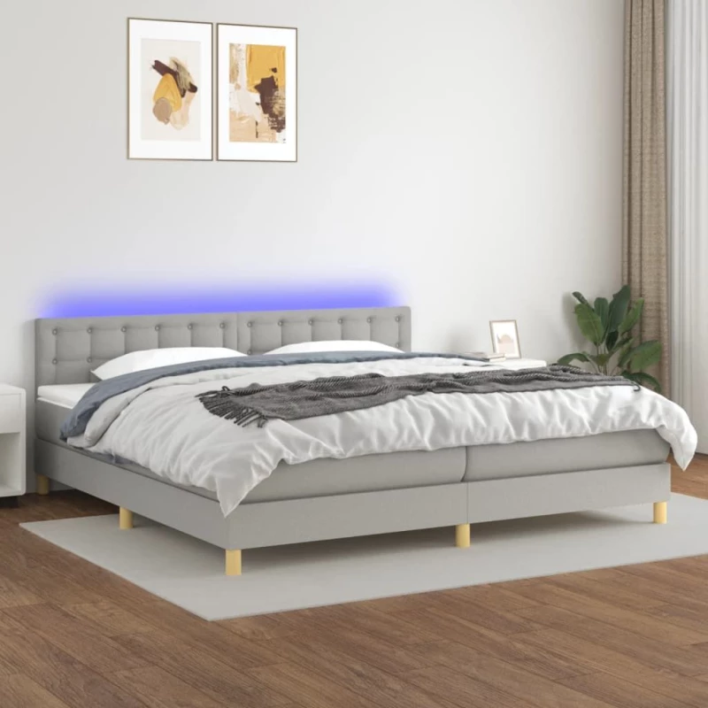 ΚΡΕΒΑΤΙ BOXSPRING ΜΕ ΣΤΡΩΜΑ & LED ΑΝ.ΓΚΡΙ 200X200ΕΚ. ΥΦΑΣΜΑΤΙΝΟ 3134061