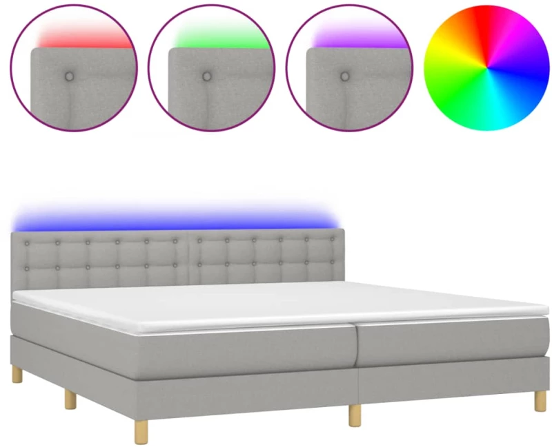 ΚΡΕΒΑΤΙ BOXSPRING ΜΕ ΣΤΡΩΜΑ & LED ΑΝ.ΓΚΡΙ 200X200ΕΚ. ΥΦΑΣΜΑΤΙΝΟ 3134061