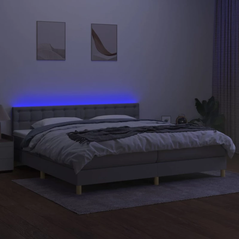 ΚΡΕΒΑΤΙ BOXSPRING ΜΕ ΣΤΡΩΜΑ & LED ΑΝ.ΓΚΡΙ 200X200ΕΚ. ΥΦΑΣΜΑΤΙΝΟ 3134061