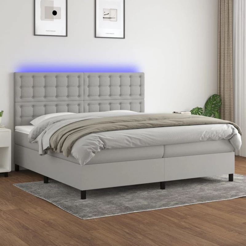 ΚΡΕΒΑΤΙ BOXSPRING ΜΕ ΣΤΡΩΜΑ & LED ΑΝ.ΓΚΡΙ 200X200ΕΚ. ΥΦΑΣΜΑΤΙΝΟ 3135221
